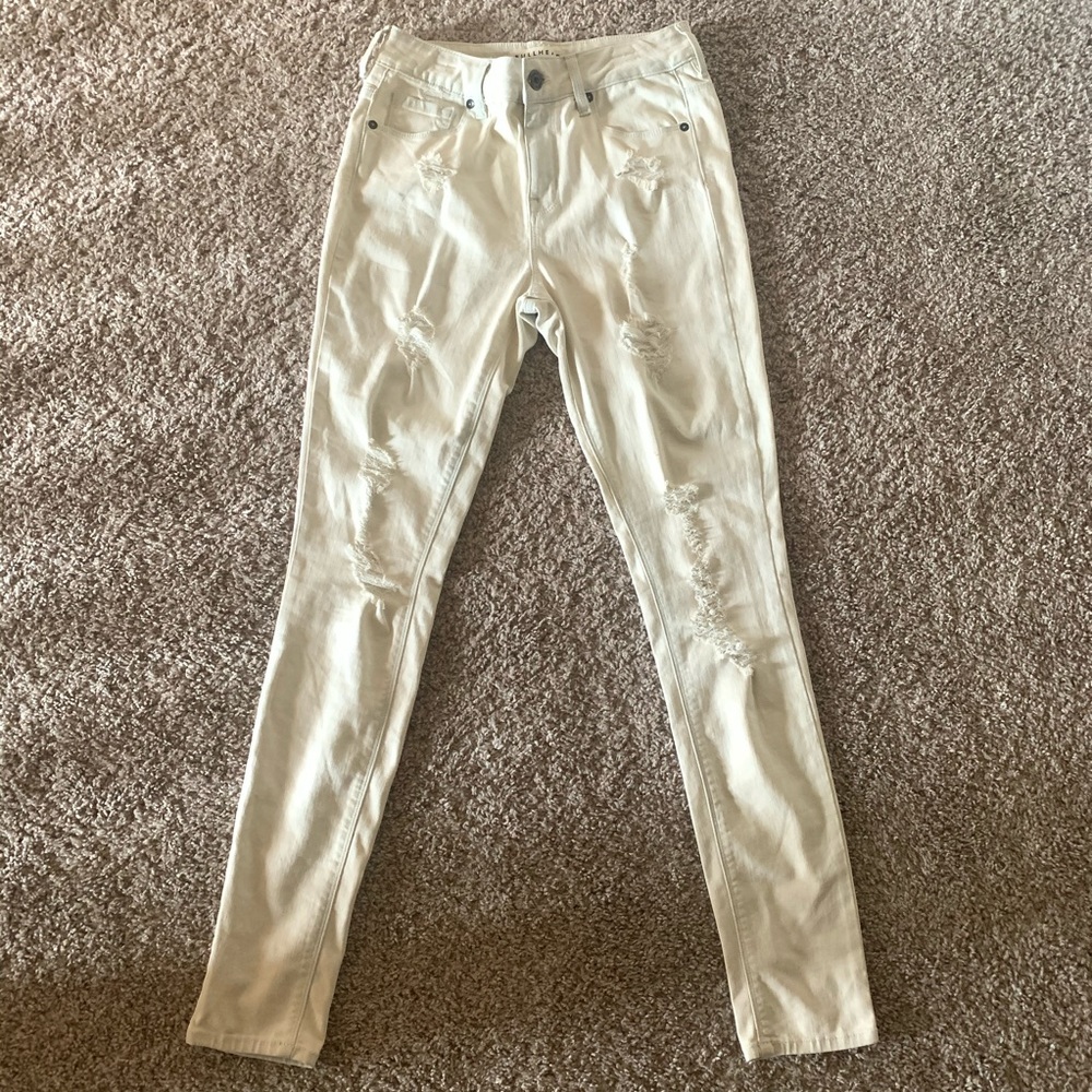 BULLHEAD White Highrise Skinniest Ripped Jeans